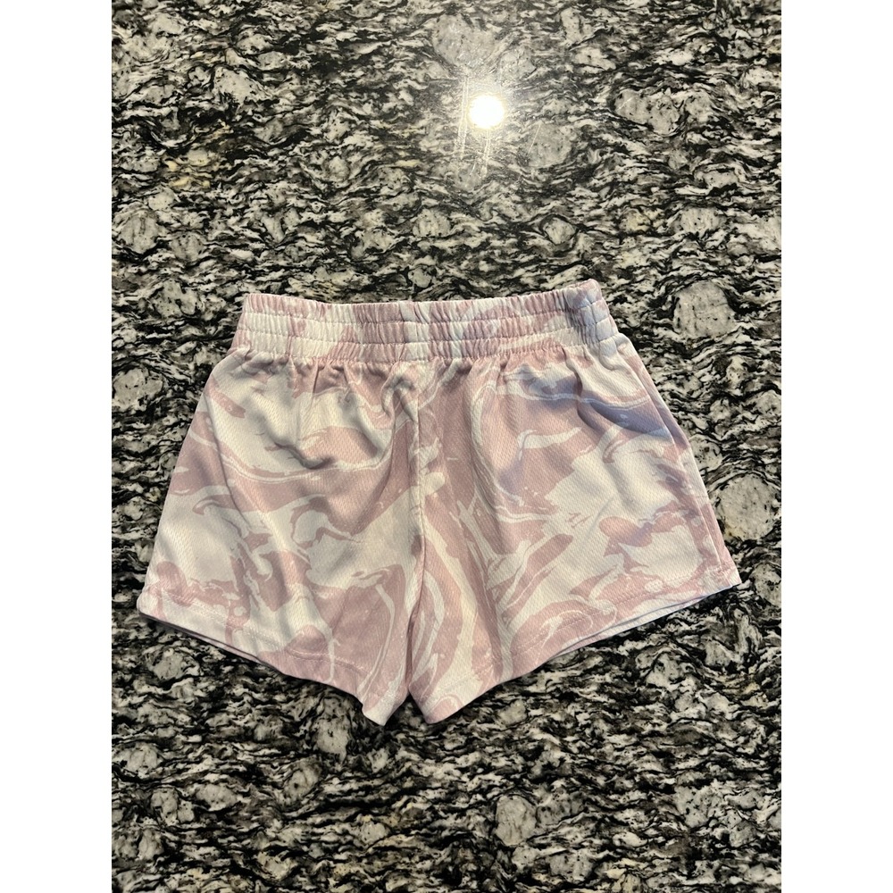 Puma Forever‎ Better Athletic Shorts Girls 6 Pink White Marble Moisture Wicking